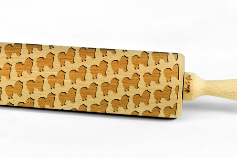 CHOW CHOW - Engraved rolling pin, embossing rolling pin with dog breed pattern by Wood's Good Made in UK