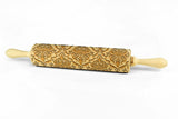DAMASK embossing rolling pin for cookies, laser engraved, solid wood, Christmas gift, Mother’s Day present, spring, FLORAL PATTERN MADE IN UK