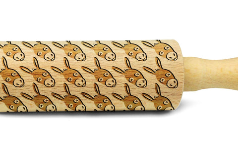 DONKEYS MINI kids embossing rolling pin for cookies, laser engraved, solid wood, Christmas gift, Mother’s Day present, shrek pattern, MADE IN UK