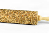 FLOWERS PATTERN engraved embossed BIG rolling pin by Wood's Good folk folklore floral pattern embossing rolling pin