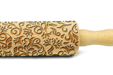 FLOWERS PATTERN engraved embossed MINI rolling pin by Wood's Good folk folklore floral pattern embossing kids rolling pin