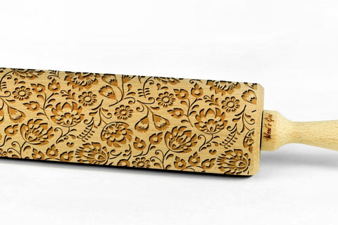 FOLKLORE engraved embossed rolling pin BIG folklor pattern folk pattern christmas gift kitchen utensil cookie cutter
