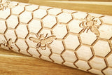 Honeycomb & bees engraved embossed rolling pin BIG