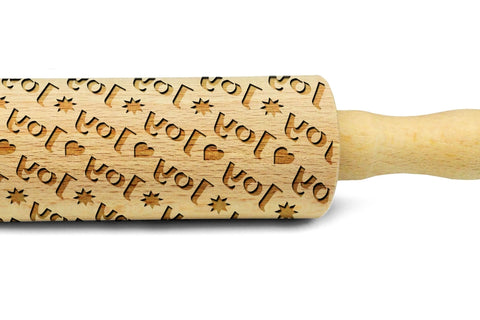 Personalised rolling pin, made by pattern ANY TEXT engraved rolling pin embossing rolling pin for cookies, laser engraved, solid wood, Christmas gift, Mother’s Day present, ocean pattern, MADE IN UK