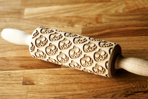 PUMPKINS Embossing engraved MINI Rolling Pin Wooden Laser Engraved Mini Rolling Pin With PUMPKINS For Embossed Cookies Halloween rolling pin for kids