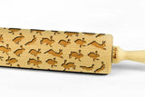 RABBITS engraved embossed BIG rolling pin bunny pattern engraved embossing rolling pin by Wood's Good