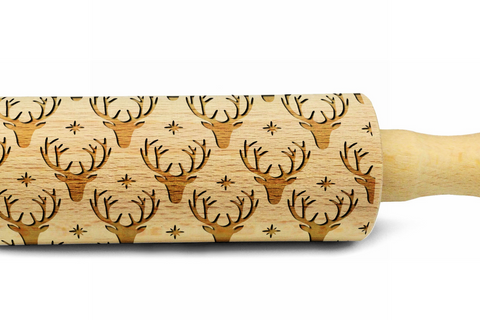 REINDEERS engraved embossed embossing rolling pin MINI christmas PATTERN christmas gift kitchen utensil cookie cutter mini rolling pin for kids christmas gifts for kids