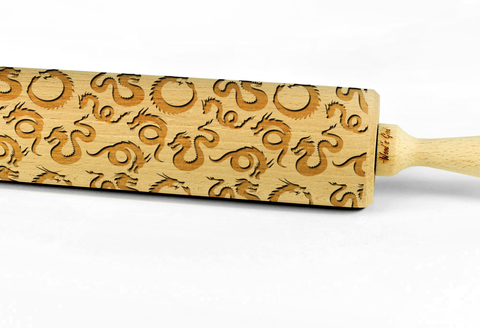 CHINESE DRAGONS – Embossing wooden rolling pin