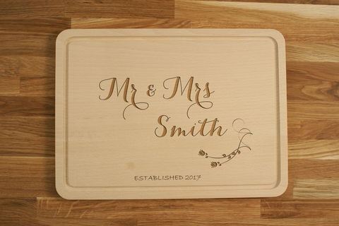 Personalized Mr & Mrs Engraved Chopping Cutting Board Wedding Anniversary Gift