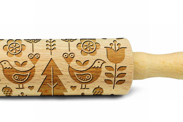 SCANDINAVIAN FOLK – Embossing wooden MINI rolling pin – Wood's Good