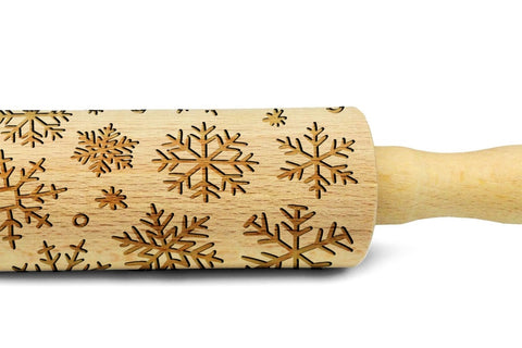 CHRISTMAS SNOWFLAKES engraved embossed rolling pin MINI christmas gift kitchen utensil cookie cutter kids rolling pin